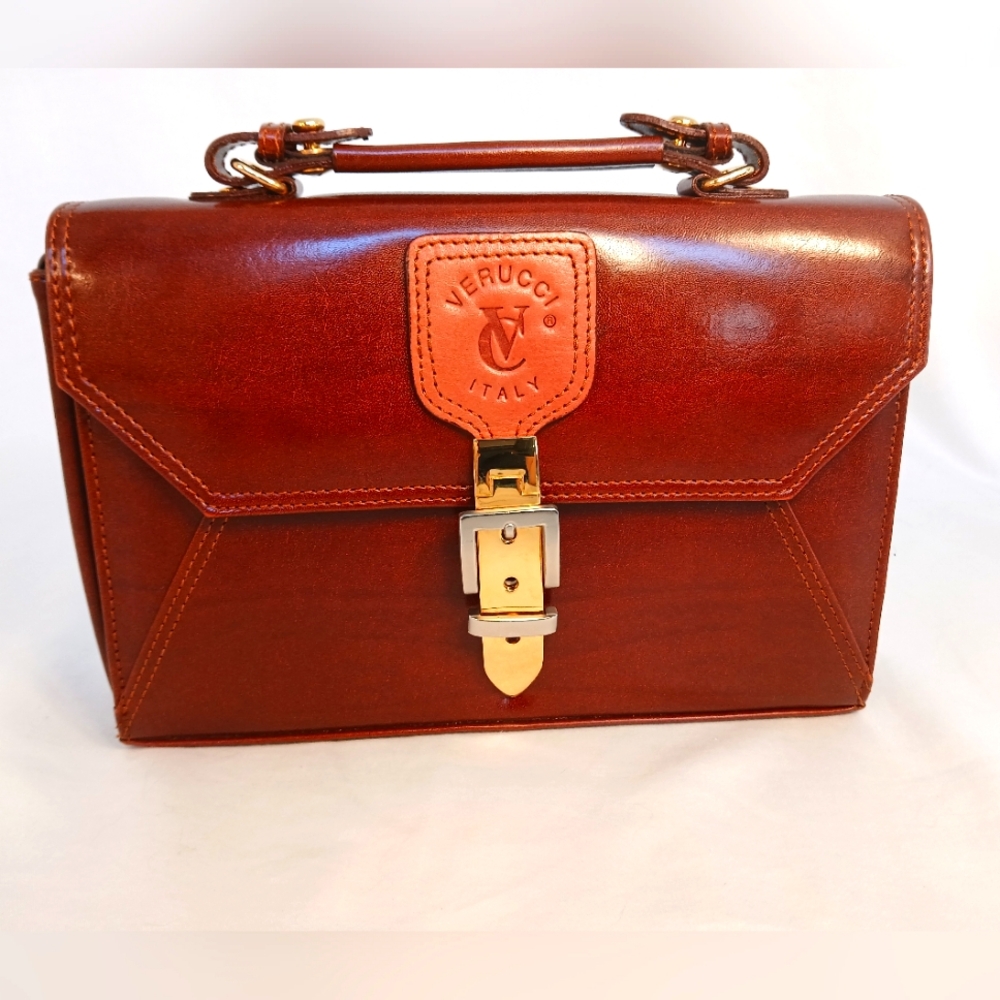 VERUCCI ITALY Reddish Brown Leather Handbag
